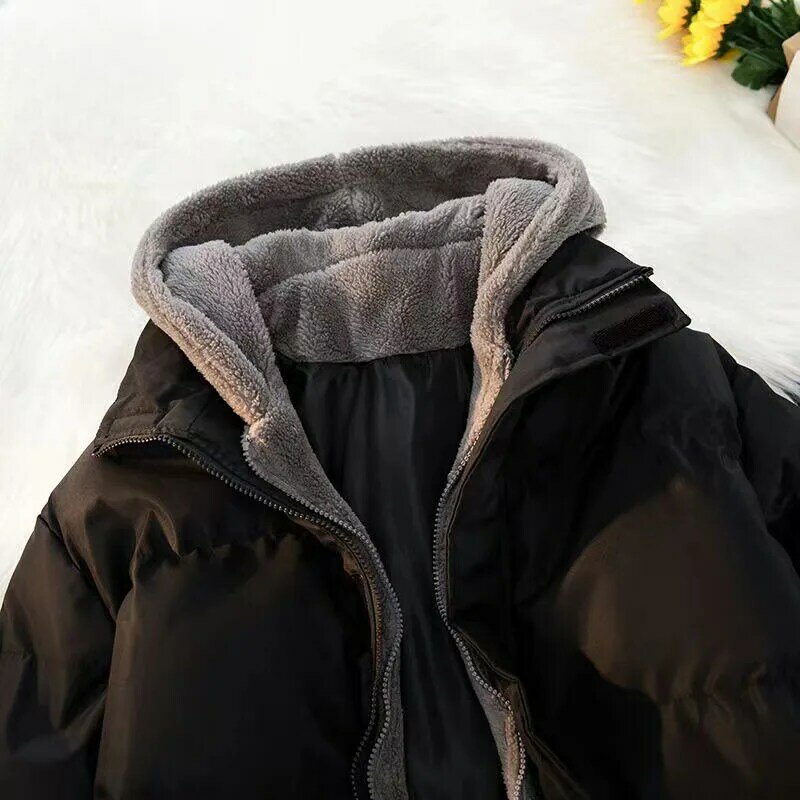 남성용 다운 코튼 코트 겨울 재킷, 짧은 루즈 패션 파카, 두껍고 따뜻한 외투, 후드 레저 오버코트, 2023 신상