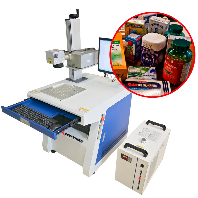 Máquina de marcação a laser UV e máquina de gravura a laser Suporte de papel plástico de vidro Máquina de marcação a laser de fibra 3W 5W 10W