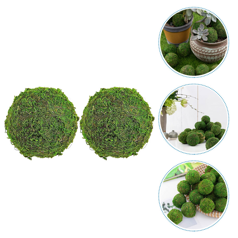 2pcs Fake Moss Balls Natural Decorative Moss Globes Handmade Moss Balls for Ornament