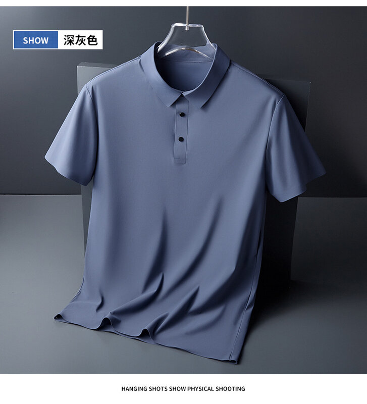 Eis Seide spurloses T-Shirt Herren Light Business einfarbig Halbarm Top Seide glatt atmungsaktiv spurlos Polos hirt