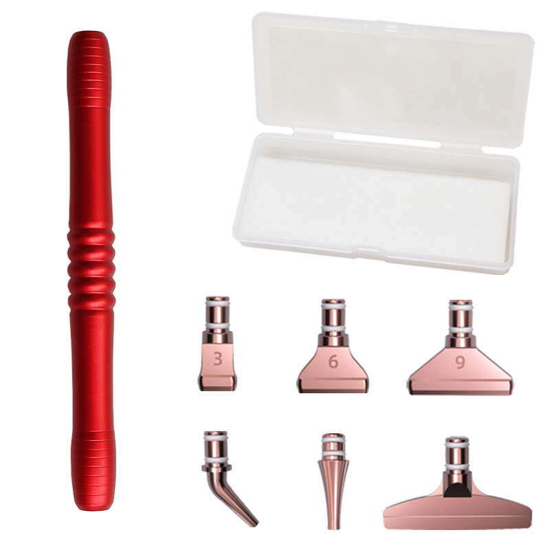 Point Drill Pens Tool penna per pittura diamante fai da te 6 pezzi di ricambio per penne in metallo scatola di immagazzinaggio Nail Decor Art Tool Set accessori