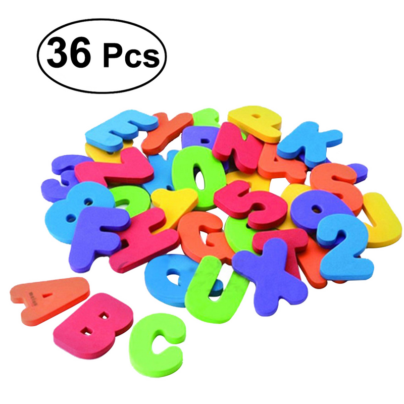 Brinquedos educativos para banho para crianças, letras e números, quebra-cabeça infantil, 36 peças