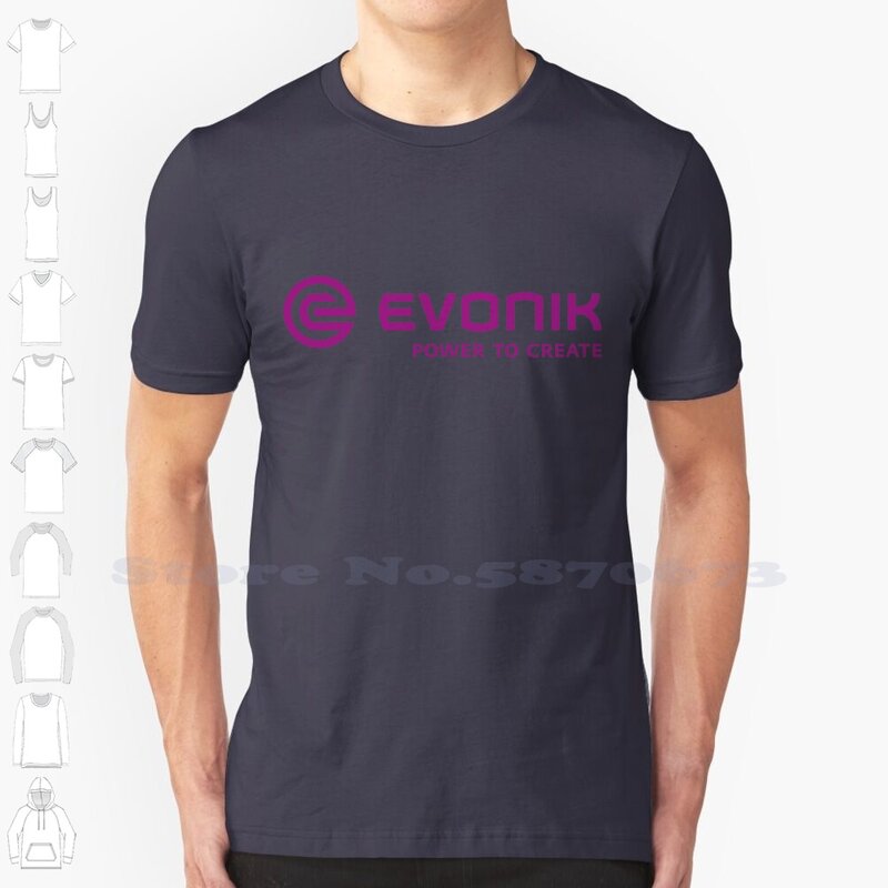 Camiseta gráfica casual com logotipo Evonik, 100% algodão Tees, qualidade superior