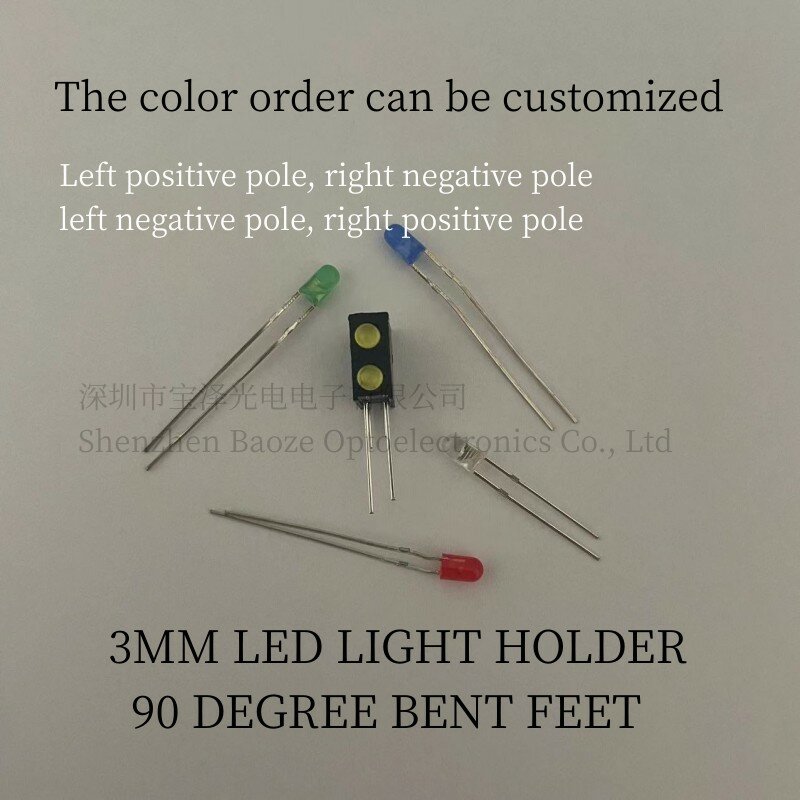 2 HOLES 3MM LED LAMP HOLDER 90 DEGREE CURVED FEET RED YELLOW GREEN BLUE WHITE INDICATOR The style can be customized