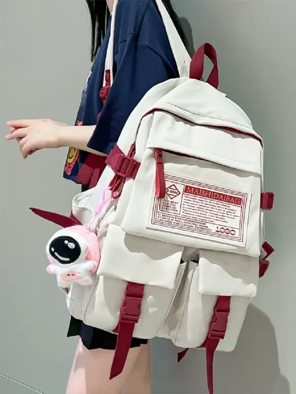 Large Waterproof Backpack Fashionable Multi-Pocket Nylon Women's Backpack Women's Portable Schoolbag Girls' Schoolbag Cool