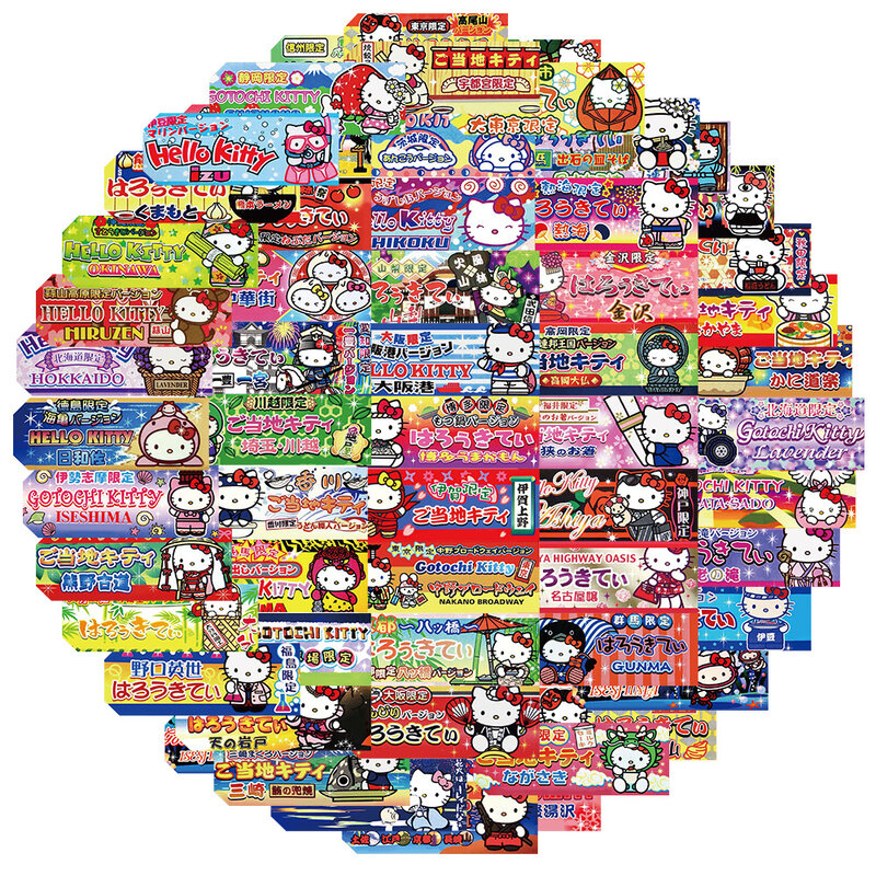 Stiker label Kawaii Hello Kitty, 10/30/60 buah stiker segel estetika dekorasi alat tulis telepon Laptop tahan air lucu anak-anak