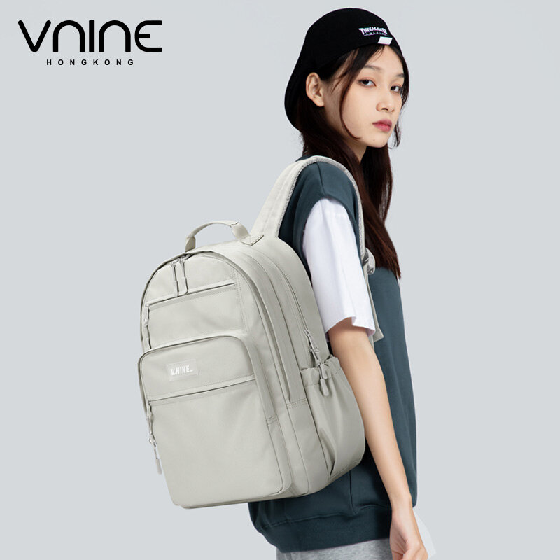 กระเป๋าเป้สะพายหลัง Vnine สำหรับนักศึกษาหญิงน้ำหนักเบาและทันสมัยขนาดกลางและ ransel anak SMA สำหรับผู้ชายผ้าใบ
