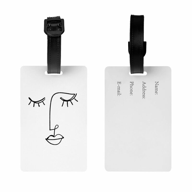 Custom One Line Face Art Luggage Tag With Name Card Pablo Picasso Privacy Cover ID Label for Travel Bag Suitcase