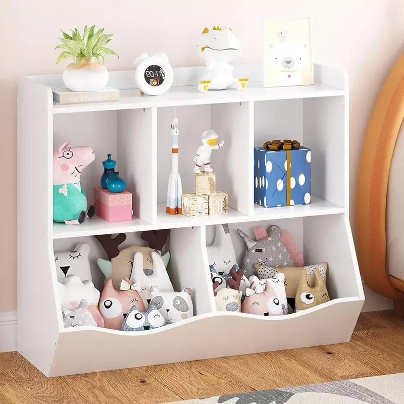 Kids Bookshelf Five Storage Spaces Bookcase for Books Toy Storage Organizer Children's Shelves Playroom School Bookcases