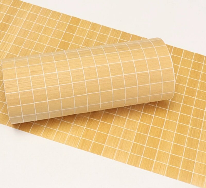 Feuilles de placage faites à la main grille jaune ligne blanche, décoration haut de gamme à la mode, L:600mm, largeur: 220mm, T:0.25mm
