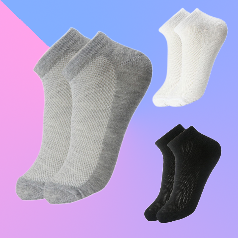 10 Paris/Lot Breathable Mesh Men Short Socks Low Cut Ankle Elastic Socks Solid Colors Business Unisex Boat Socks Size EU38-46