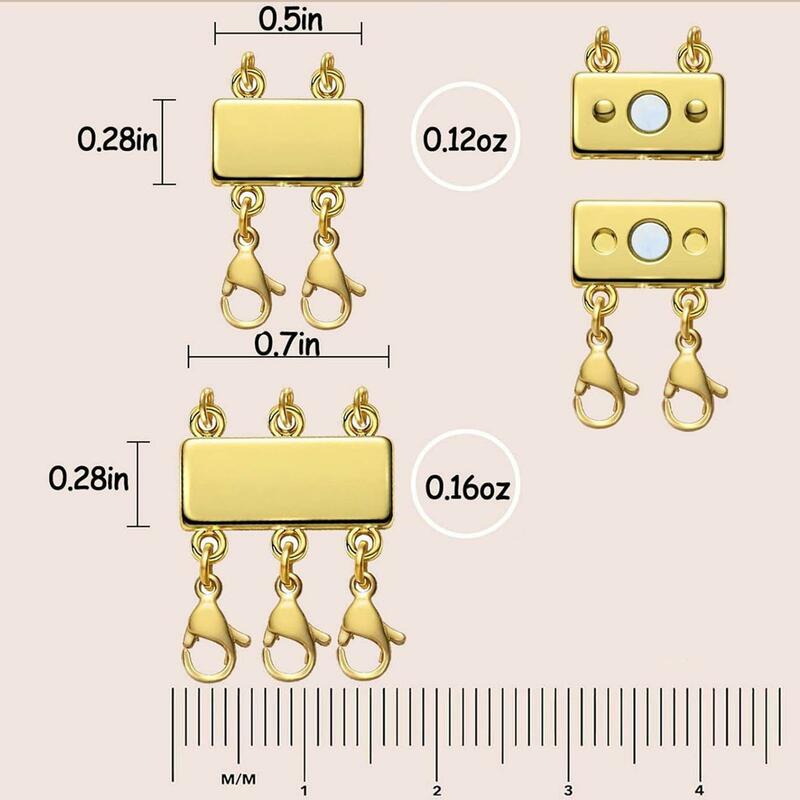 2 Pieces Necklace Layering Clasp Sturdy for Anklet Chains Jewelry Clasps for Jewelry Making Connector Magnetic Necklace Clasps