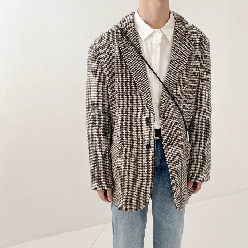 Blazer de manga longa slim fit masculino, jaqueta social masculina de uma peça, jaqueta formal de negócios, conjunto de escritório masculino moda