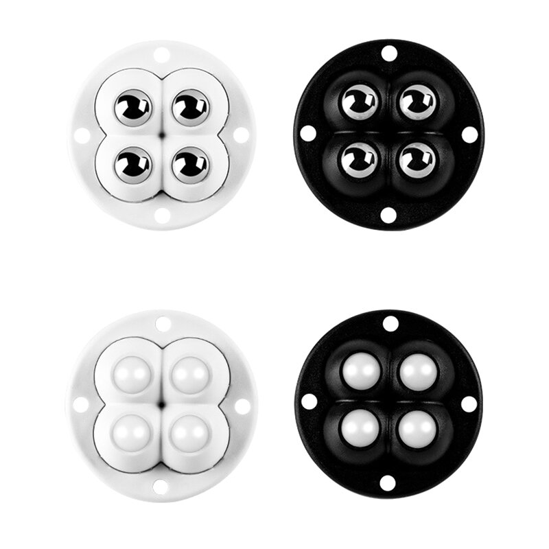 4Pcs 4 Beads Furniture Casters Wheels Universal Wheel 360° Rotation Self Adhesive Stainless Steel Strong Heavy Duty Wheels