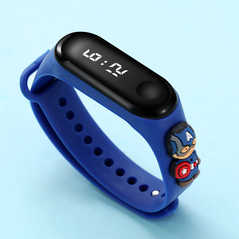 Детские спортивные часы Xiaomi Disney, электронный светодиодный водонепроницаемый браслет с рисунком Человека-паука, Халка, Железного человека, подарок на день рождения