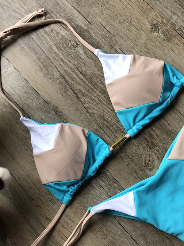 Bikini Multicolor para mujer, bañador Sexy, conjunto de Bikini acanalado con Push-Up, traje de baño brasileño, ropa de playa 2023
