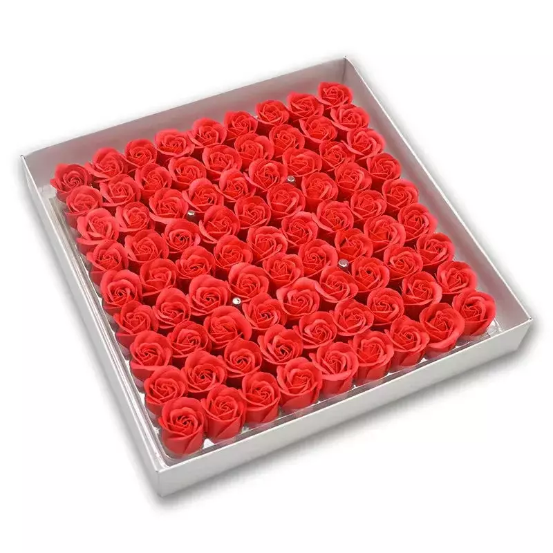 Boîte de décoration de tête de rose artificielle, fleur de Regina, bouquet de mariage essentiel, cadeau de la Saint-Valentin, tenant des fleurs, 81 pièces