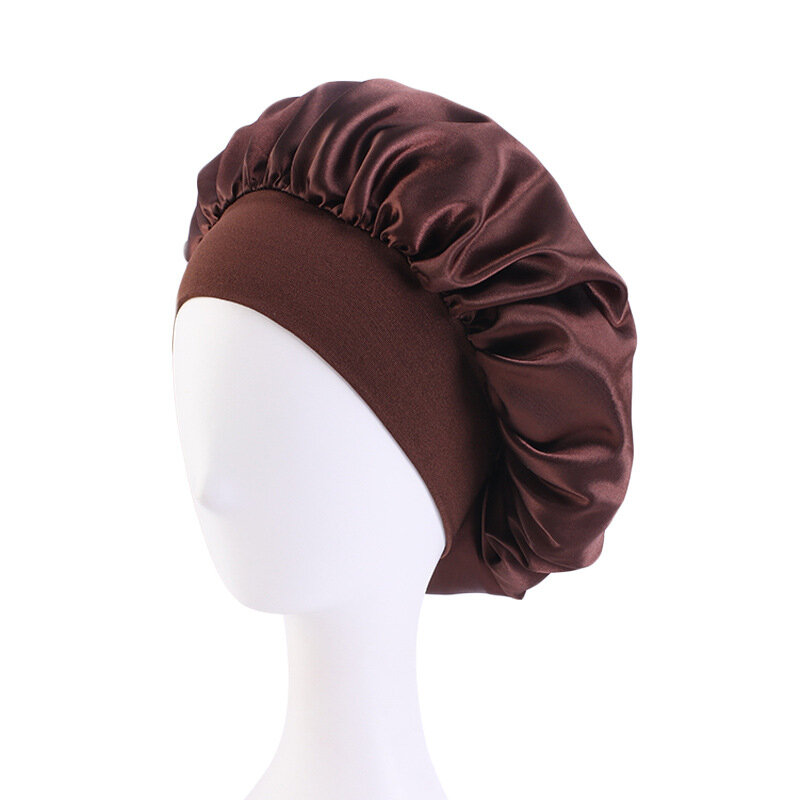 Bonnet soyeux en satin double couche pour femme, bonnet de nuit, couvre-chef de sœur, accessoires de coiffure bouclés, 105 ans