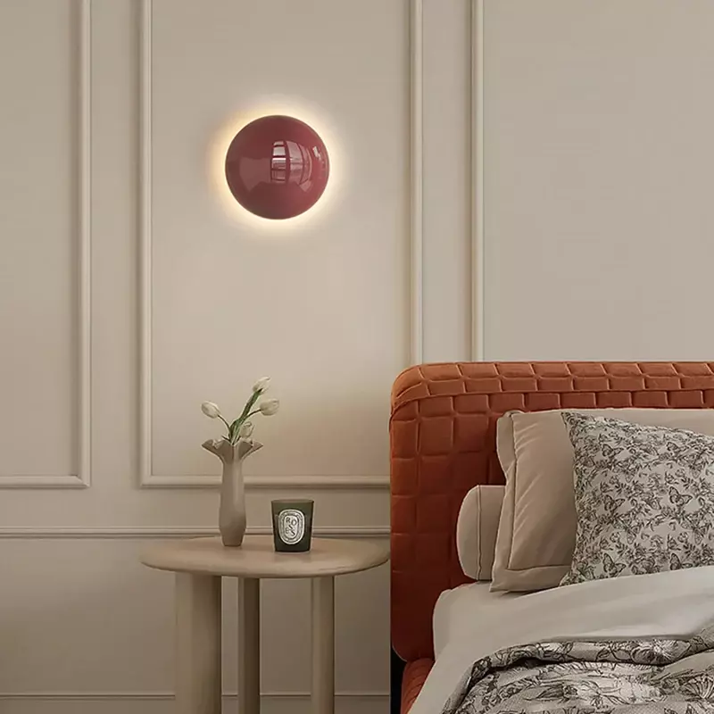 金属製の丸いLEDウォールランプ,寝室とリビングルーム用のシンプルな照明,屋内照明,110-220v