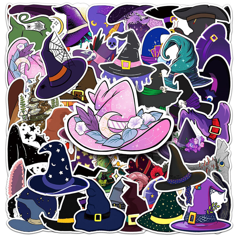 10/30/50pcs Magic Witch Hat Cartoon Stickers Funny Graffiti Sticker Phone Motorcycle Stationery Waterproof Decals for Kids Toy