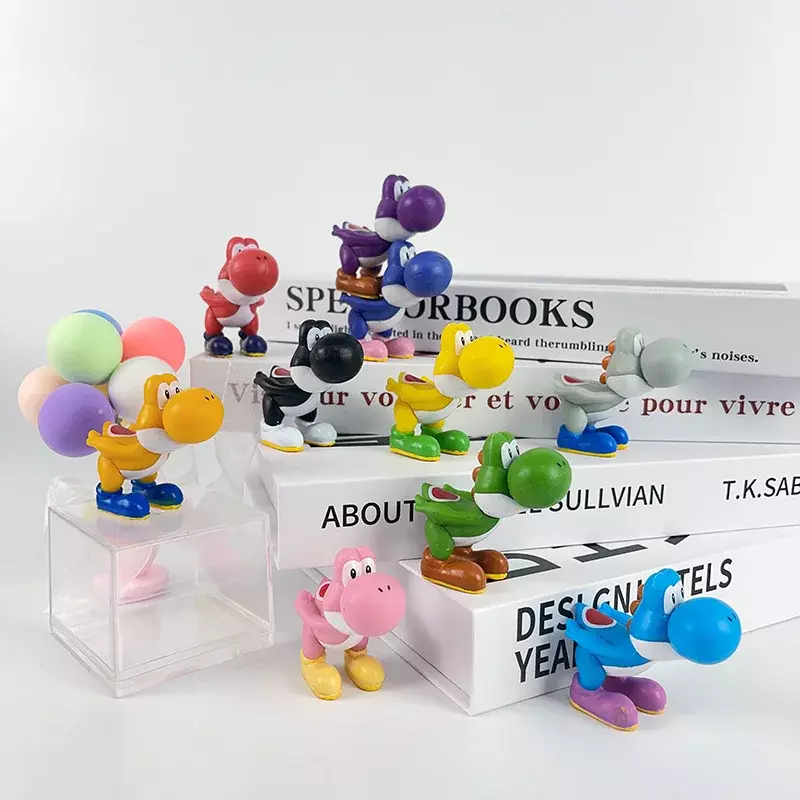 Super Mario Bros Bro Model Toy para Crianças, Yoshi, Luigi, Pêssego, Action Figure, Mini, Tampo de Mesa, Ornamento, Anime Periférico, Presente