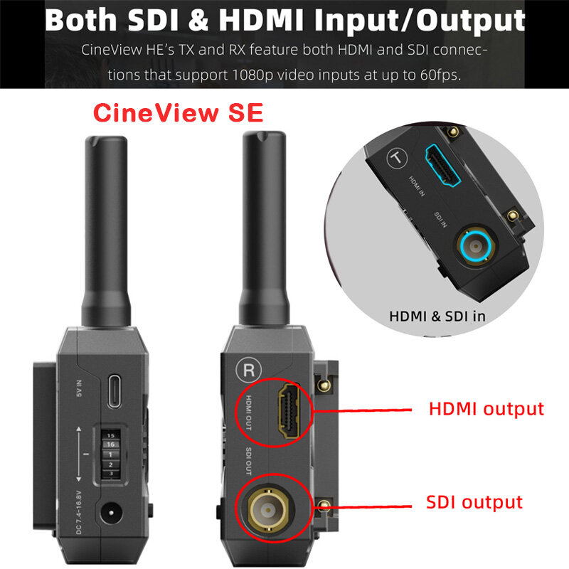 Accsoon CineView SE HE & Quad With Carrying Case HDMI SDI Cable Wireless Video Transmitter and Receiver Dual Band Transmission