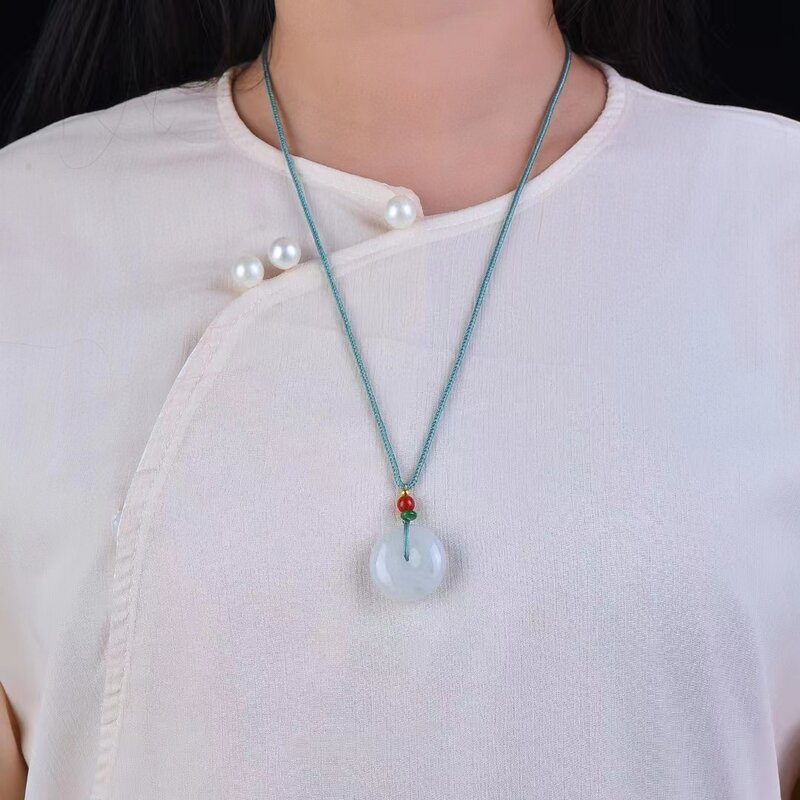 Ожерелье из натурального камня, подвеска из нефрита Tianshan, амулет с круглой безопасной пряжкой, ювелирные украшения для мужчин и женщин