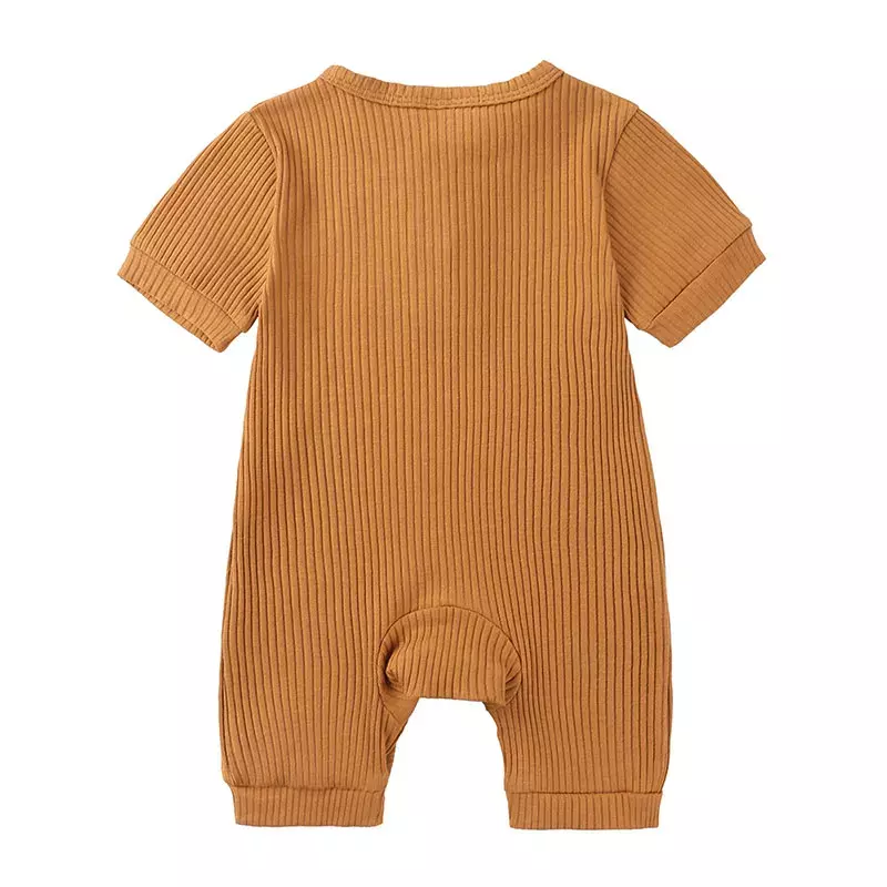 Lato noworodka Romper jednolity kolor ubrania dla dzieci dziewczyna pajacyki bawełny z krótkim rękawem O-neck niemowląt chłopców Romper 0-24 miesięcy