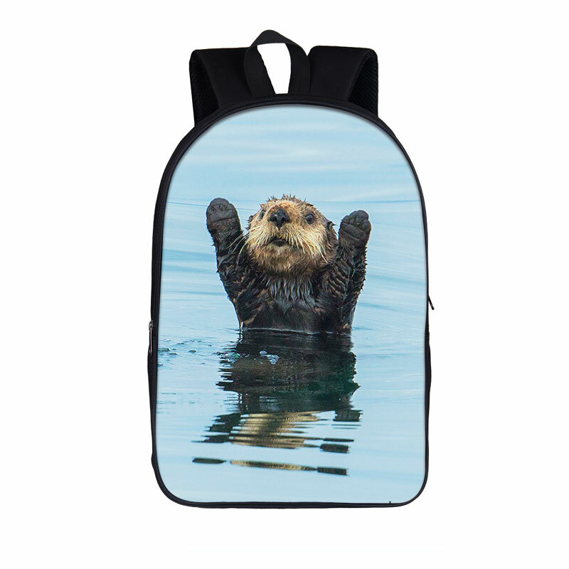 Kawaii Sea Otters Print Backpack for Teenage Girls Boys Fashion Cartoon School Bags Kids Laptop Bag Oxford Daypack Gift Bookbags