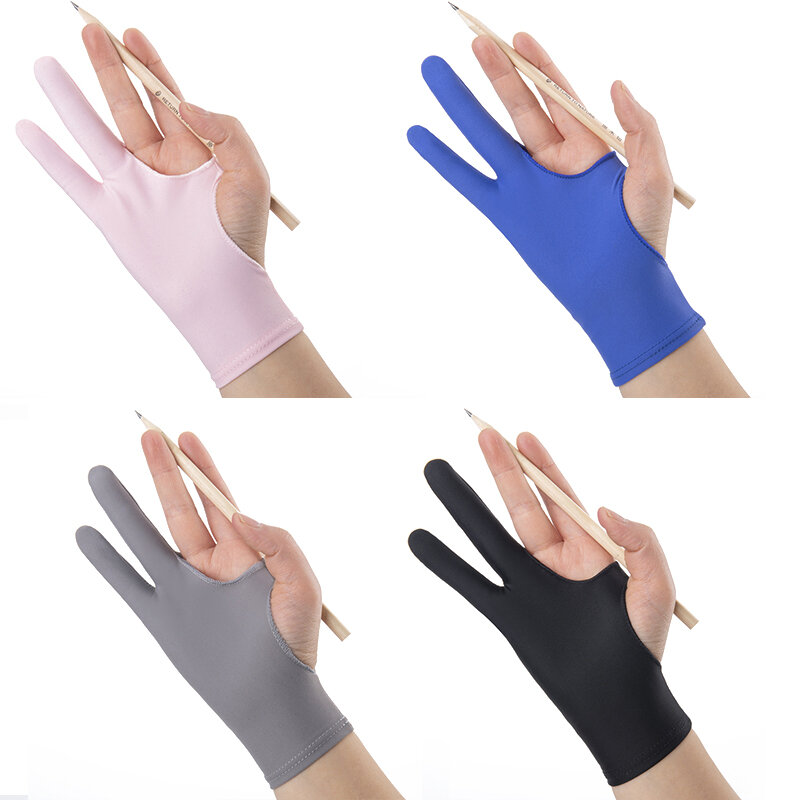 Sarung Tangan Lukisan Anti-sentuh Dua Jari Anti-fouling untuk Tablet Gambar Sarung Tangan Kanan dan Kiri Anti-fouling untuk Papan Layar IPad
