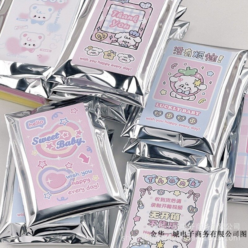 50 Stuks Koreaanse Mode Y 2K Zilveren Verpakking Zelfklevende Tas Kpop Star 3 Inch Fotokaart Mailing Verpakking Brief Verzendzak