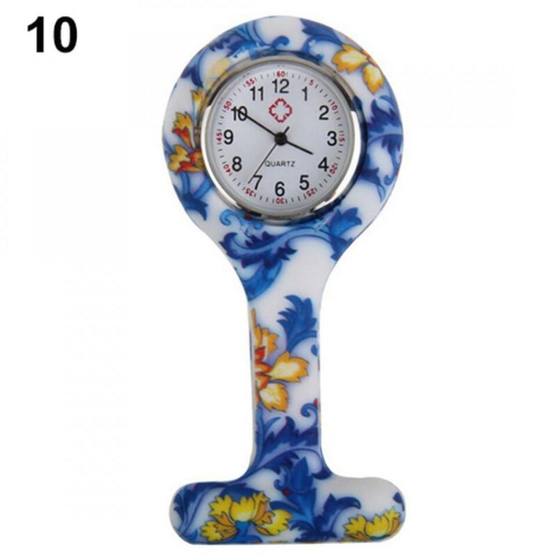 간호사 의사 포켓 걸이 클립 시계, 실리콘 포켓 시계, 다채로운 병원 여성 브로치 핀 시계