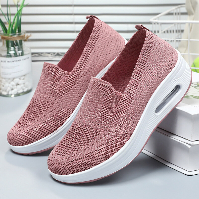 Zapatos informales de suela gruesa con amortiguación de aire para mujer, calzado de un paso, novedad de primavera, 2024