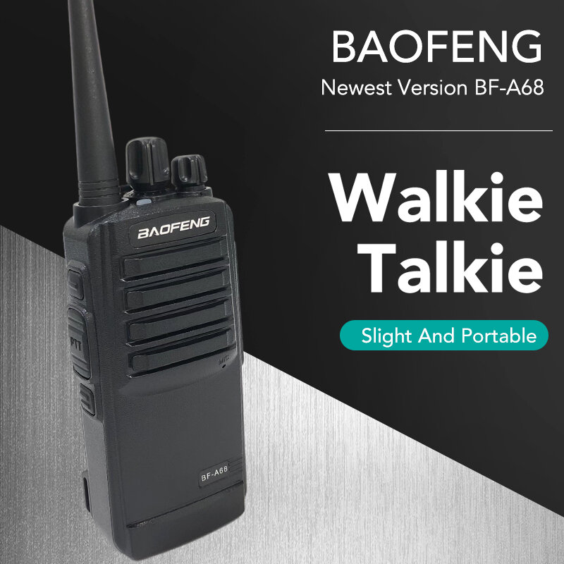 Baofeng BF-A68 Walkie Talkie Portátil de Longa Distância, Transceptor de Alta Potência, Rádios FM, CTComb, 5W, UHF, 400-470MHz, 1800mAh, 16CH