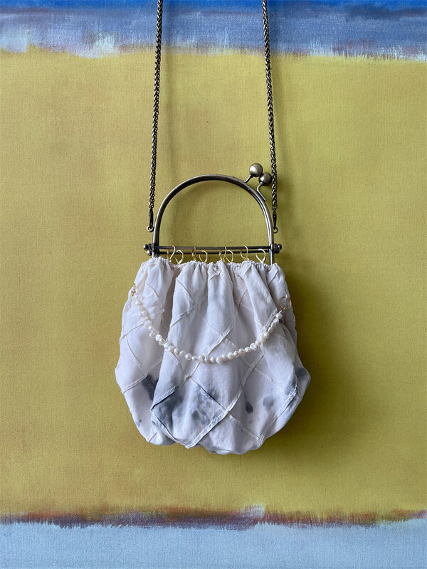 Bolso de encaje hecho a mano para mujer, bandolera con cadena, Mini bolso de hombro desgastado