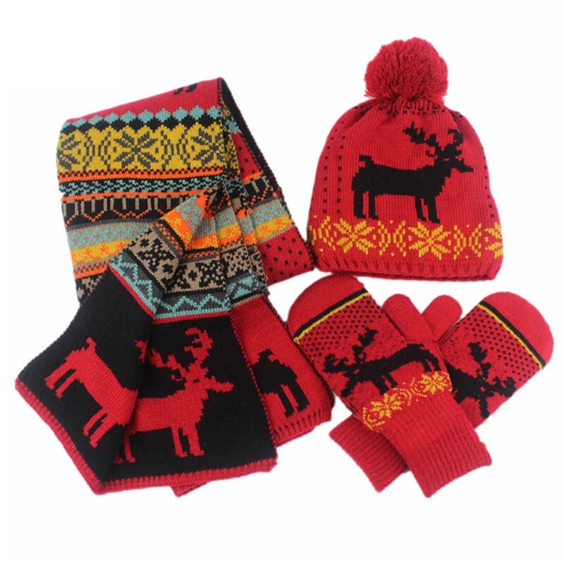 Cappelli invernali per adulti, simpatici cartoni animati, guanti, sciarpa, berretto lavorato a maglia, morbido caldo per le