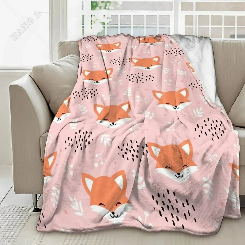 Cartoon Cute Fox Blanket for Girls Boys, Gifts for Kids Daughter, Soft Plush Lightweight Flannel Throw Blankets for Beds