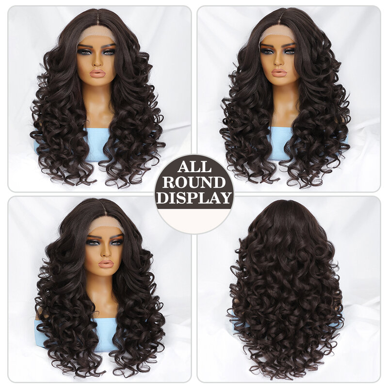 Black Brown Curly Wig Synthetic Lace Front Wigs For Women Glueless Blonde Orange Female Lace Wig 13X4X1 Cosplay Hair Daily Use