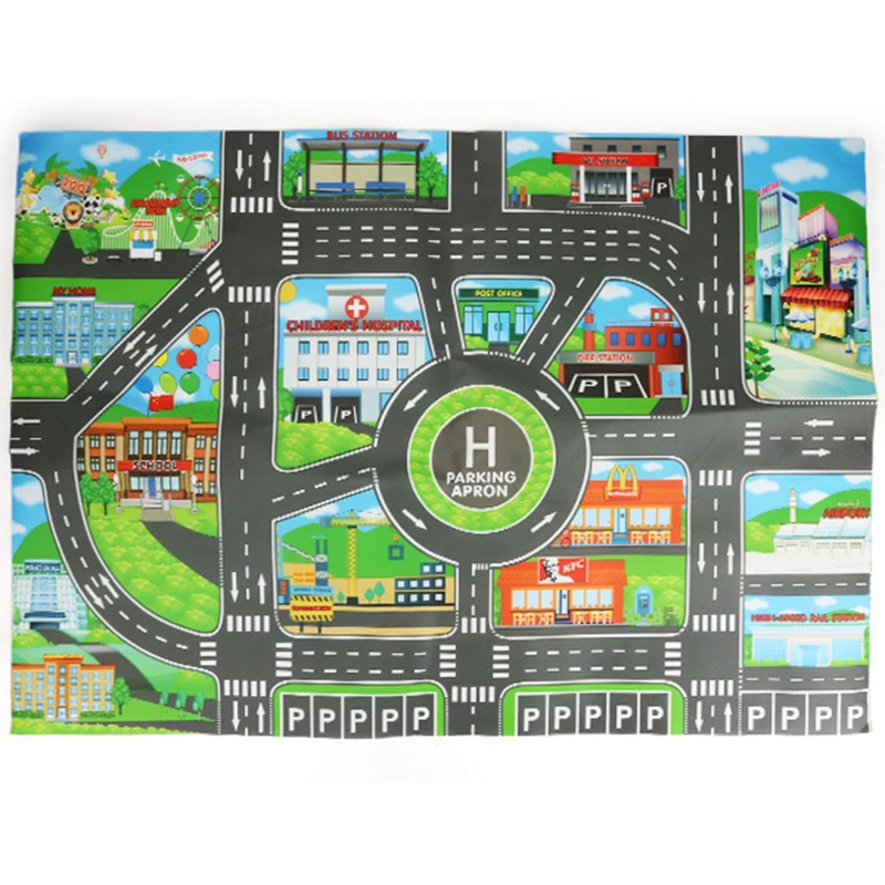 Mata drogowa dziecięca mapa ruchu samochodowego Boy Girls edukacyjna zabawka dywanik drogowy dla dziecka mata do zabawy dla dzieci Cartoon City dywanik dla dzieci zabawki gry