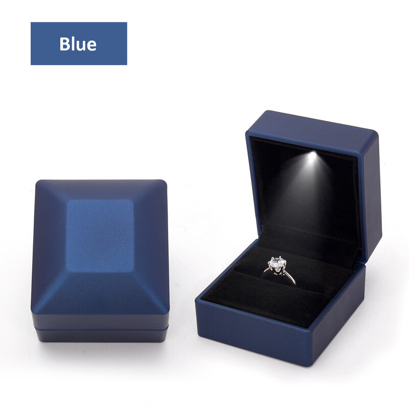 Boîte à matiques de luxe avec lumière LED, boîtes à matiques en diamant, rangement pour fiançailles, mariage, anniversaire, affichage de matiques du jour de Léon