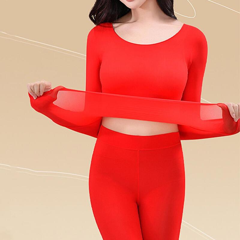 Women Thermal Underwear Set Seam-free Thermal Clothing Women's Thermal Clothing Set Long Sleeve Crew Neck Top High for Winter