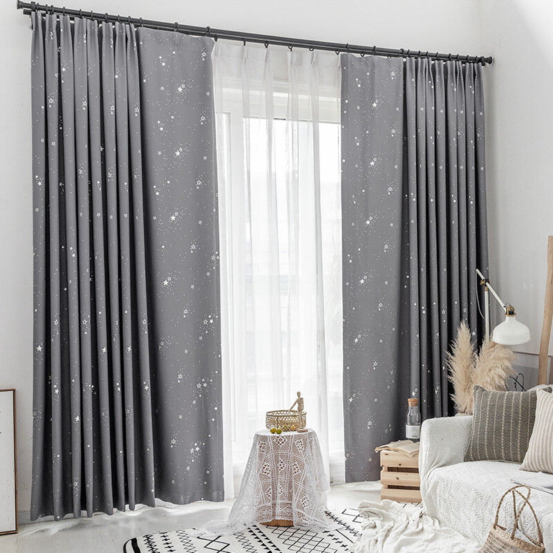 Moderne und einfache Heiß prägung Shooting Star Sky Blackout Isolation vorhänge im europäischen Stil für Wohnzimmer Esszimmer Schlafzimmer
