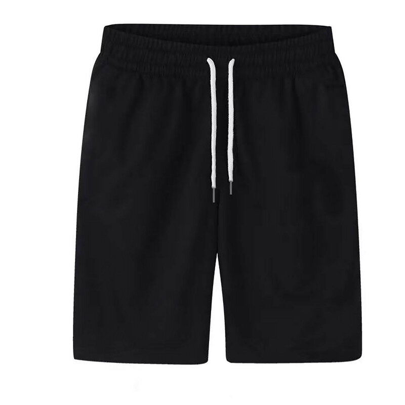 Шорты мужские спортивные с карманами, однотонные пляжные короткие штаны на завязках, тонкие летние свободные спортивные штаны с карманами на молнии