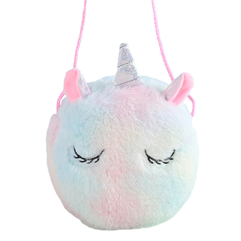 Unicórnio Crianças Meninas Shoulder Bag Plush Cute Unicorn Animais Messenger KnapsackKids Keys Coin Purse Cute Princess Mini Handbag