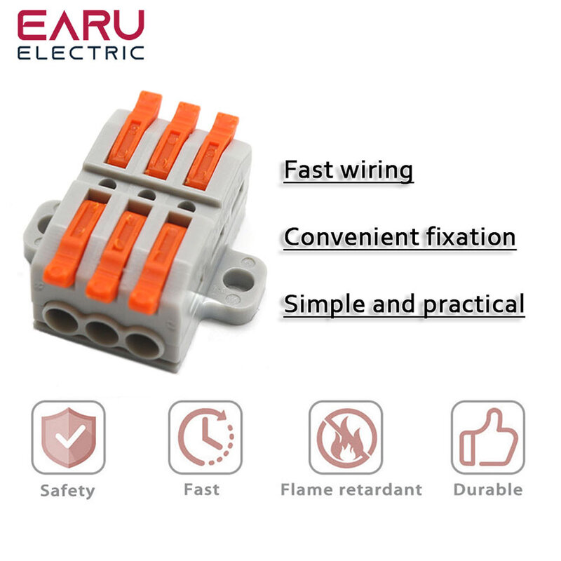 1Pcs 2P 3P 4P 5P 6P Quick Docking Cable Wire Connectors Fixed Miniature Quick Terminal Compact Electrical Wiring Terminal Block