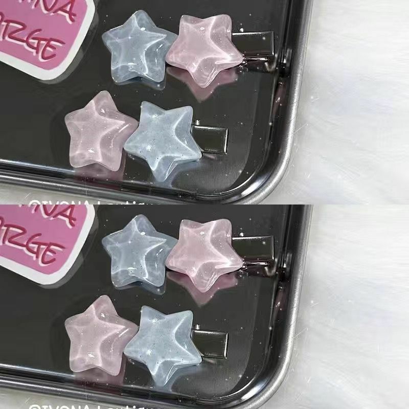 Cute Pink Blue Star Pentagram Hair Clip Student Girly Sweet Charm Lovely Hairpin Aesthetics Y2k Hair Accessories for Women