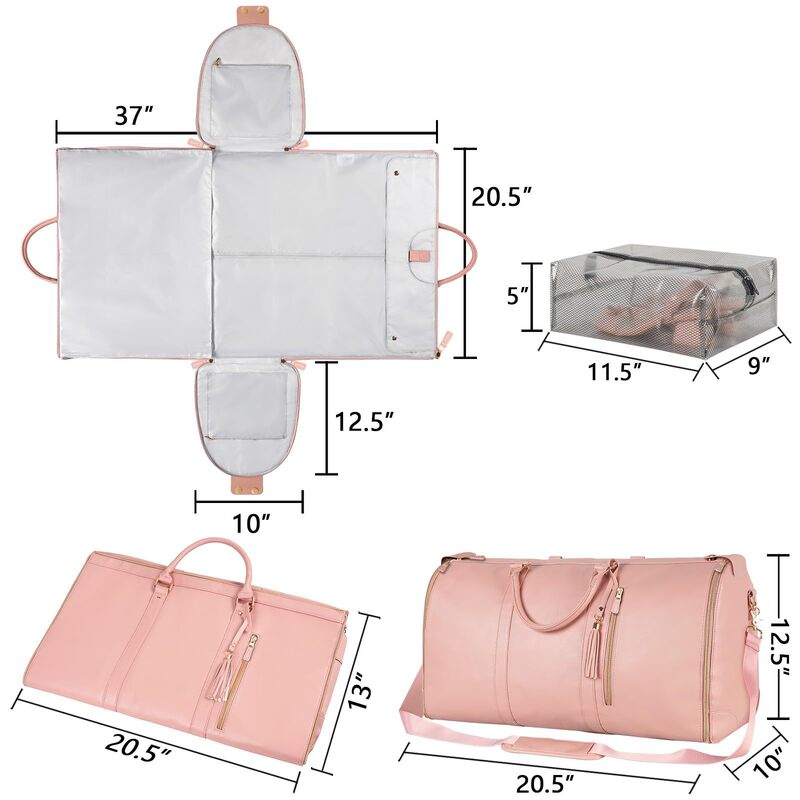 Borsa per abiti pieghevole in PU 36-55L borsa per bagagli portatile di grande capacità per borse portatili multifunzionali da donna per uomo