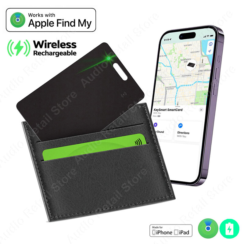 Mini portefeuille intelligent ultra-mince, dispositif de suivi de localisation de carte, chargement sans fil, détecteur de téléphone avec Apple Find My