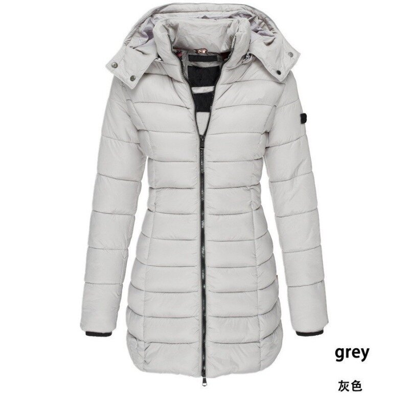 Женское хлопковое однотонное облегающее теплое пальто, зимняя новая парка, пальто, женская модная парка с длинным рукавом и капюшоном на молнии, куртка