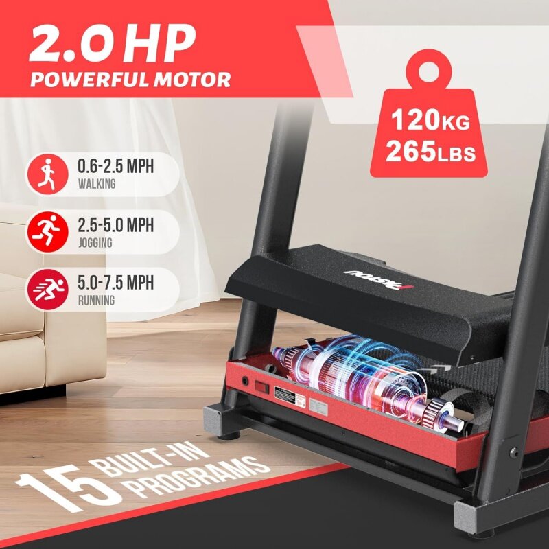 PASYOU Foldable Treadmill for Home - with Bluetooth Connectivity,Compact Treadmill with 15 Pre Programs Heart Rate Monitor Plus